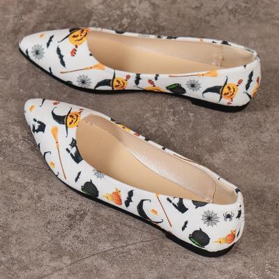 Übergröße 43 Slipper Damen Flats Heißer Verkauf Tägliche Flats Damen Halloween Kürbis Druck Spitz Zehen Flache Weiche Sohle Schuhe Damen