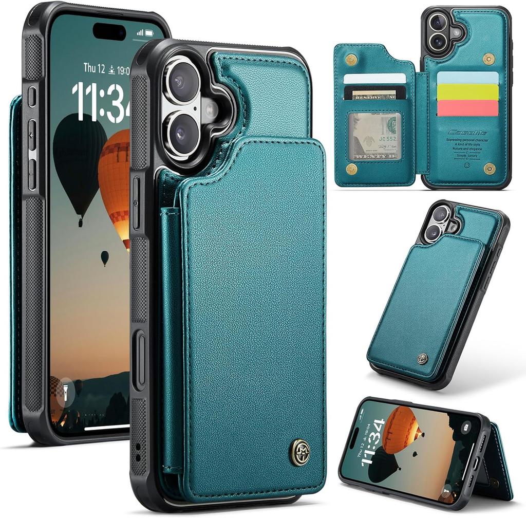 IPhone Wallet Protective Case with Card Holder, RFID Shielding, Men's and Women's Shock-absorbing Leather Bracket, Durable Protective Phone Case
