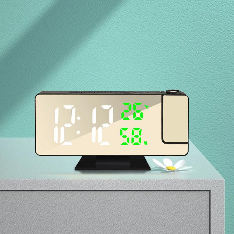 New LED Digital Mirror Desk Clock Silent Snooze Alarm Clock Temperature Display Brightness Adjustment External Power Supply