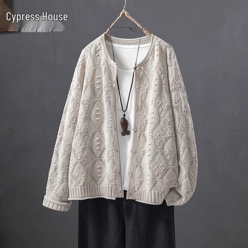 

Sibaishe Women s Retro Literary Solid Color Knit Sweater L