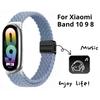 Loop Nylon Strap For Xiaomi Smart Band 10 9 Adjustable Magnetic Buckle Mi Band 9 Bracelet Weave Wristband for Mi Band 8 Accessories