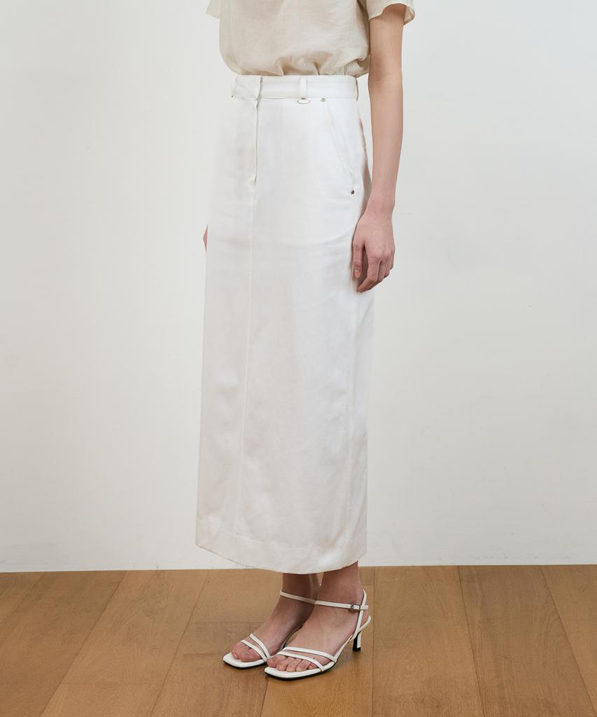 Dehebe Minimal Cotton Long Skirt [Ivory]