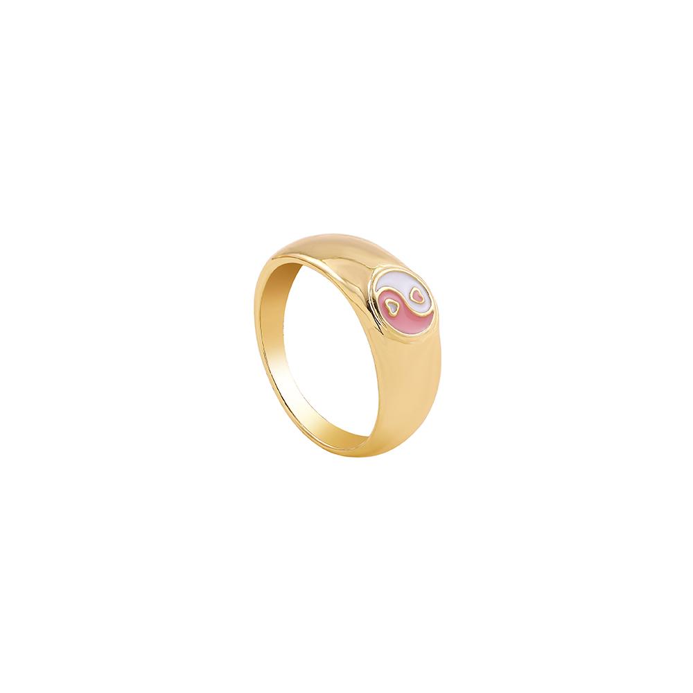 

Vintage Bagua Yin Yang Tai Chi Finger Ring for Women Men Trendy Gold Color Metal Round Enamel Rings Punk Zircon Gifts