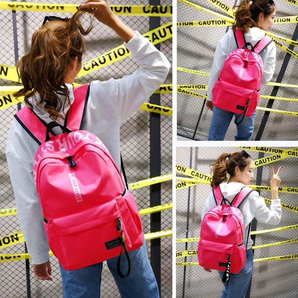 Airyus Large Capacity Backpack for with English Flashy Perfect for Sports and Perfect for and Sporty Perfect for and Women, Pink, Logo, Design,