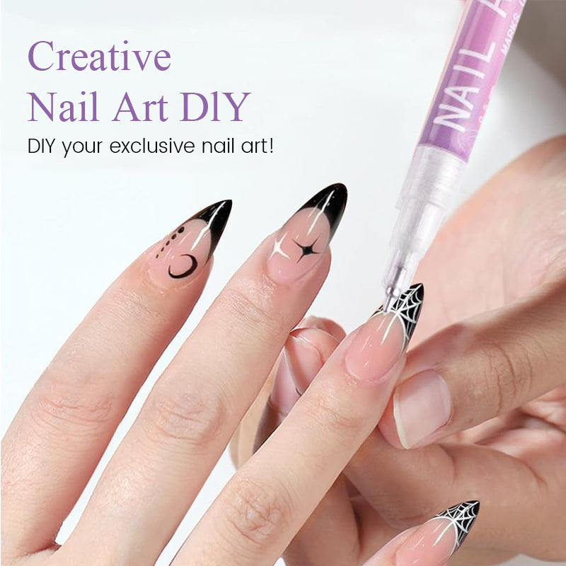 12 Colors Essentials Nail Art Pens Set Spring Summer Quick Dry Nail Polish Pens for Nail Art Design Drawing Liner Tools