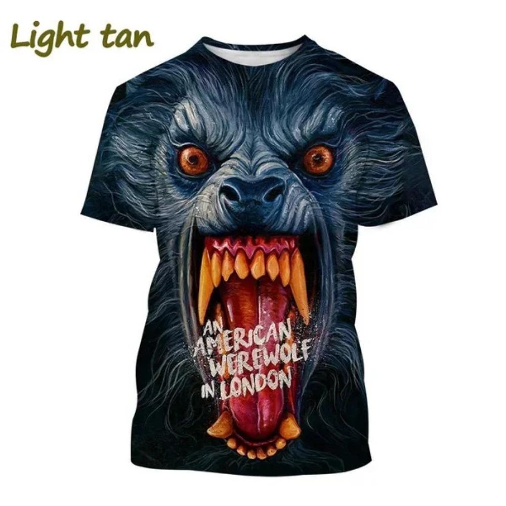 Y2K Top American Werewolf 3D Gedrucktes T-Shirt Lustige Freizeit Herrenbekleidung Mode Herren- und Damen Rundhals Kurzarm T-Shirts