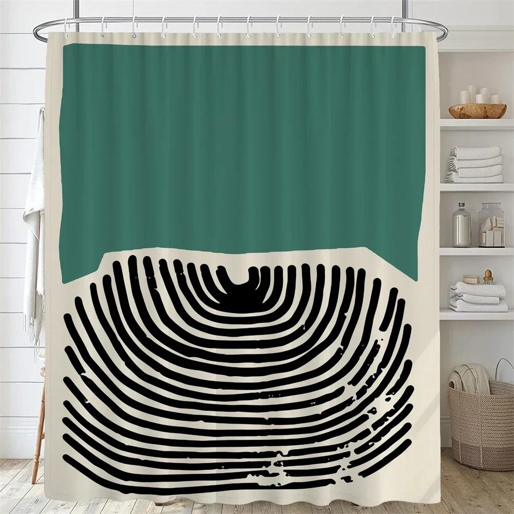 Badezimmer Nordische Abstrakte Malerei Duschvorhang Mittelalterliche Minimalistische Kunst Polyester Stoff Duschvorhang 180 * 180cm Mit Haken