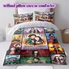 Demon Slayer Modern 3 Piece Anime Duvet Cover,Cartoon Printed Bedding Set,Cool Bedroom Decoration Comforter Cover for Kids_LIAN