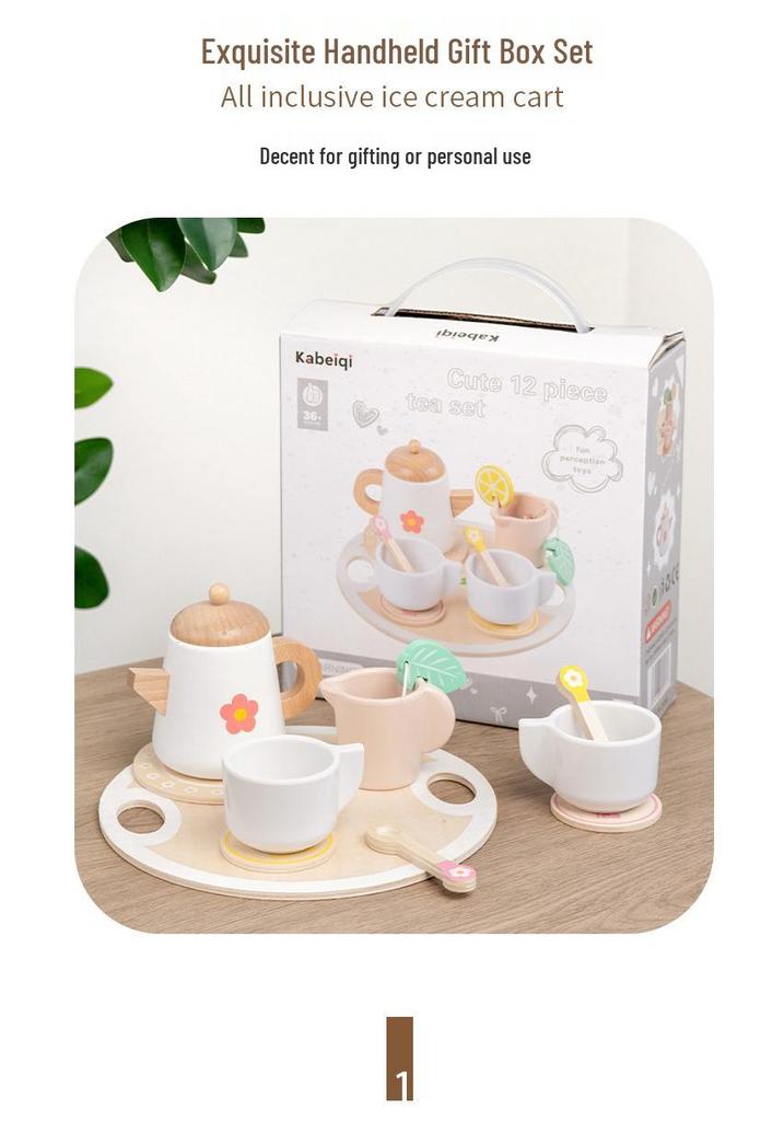Wooden Afternoon Tea Set for Kids - Educational Role-Playing Toy