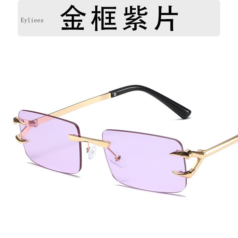 Latest Fashion Vintage Rectangle Sunglasses Rimless Frameless Gradient UV400 Shades Summer Traveling Sun Glasses for Women gafas
