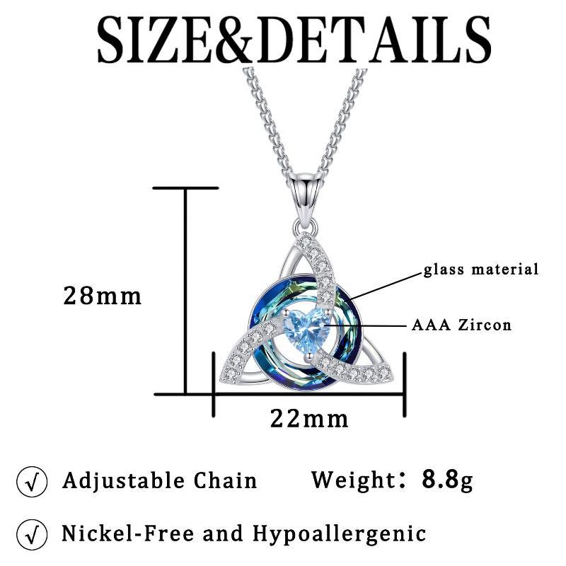 12 Birthstone Knot Necklace Colorful Crystal Trinity Knot Triquetra Pendant For Women Irish Jewelry
