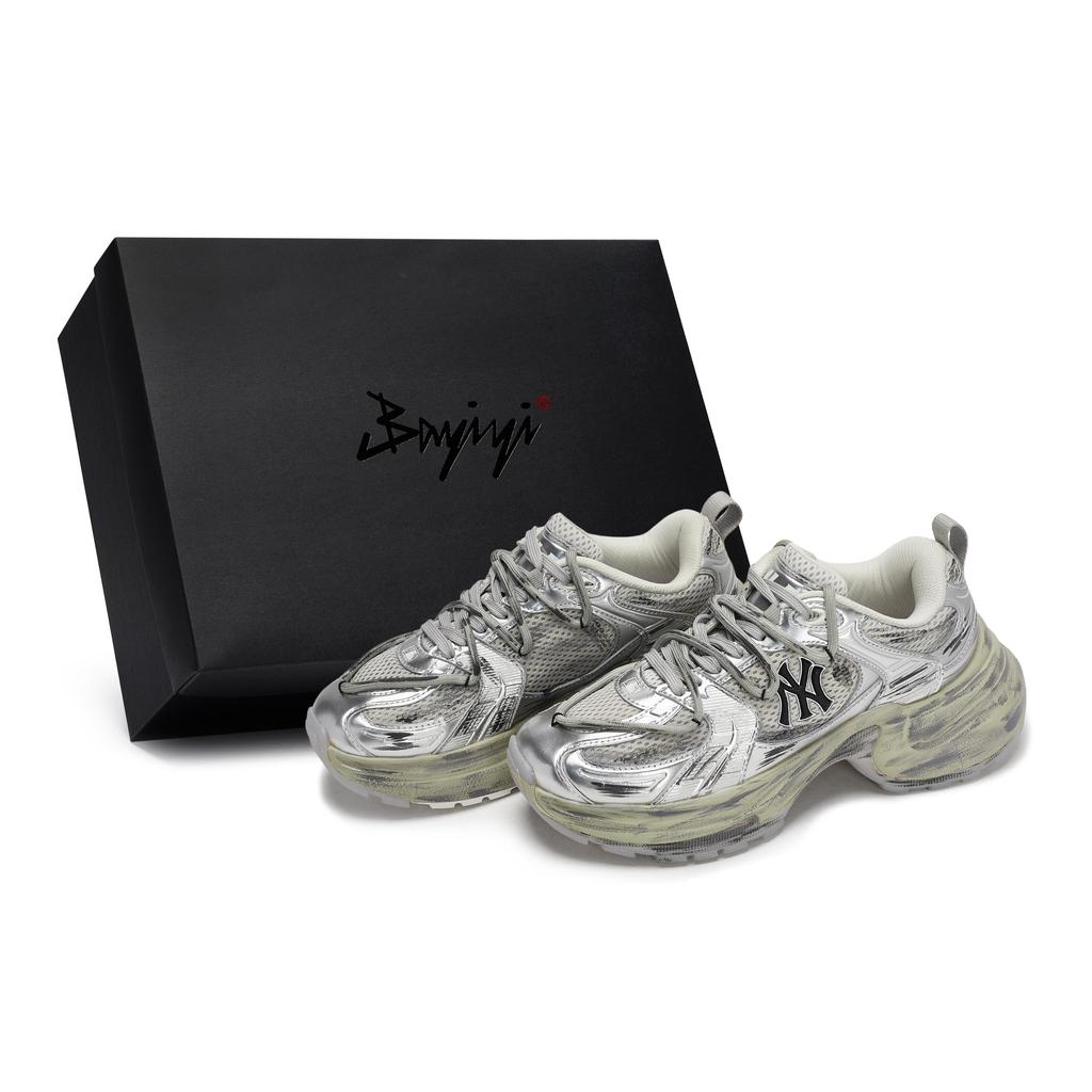 MLB New York Yankees Casual Shoes Women's Low top Beige/Gray/Silver 3ASHW045N-50SIS(Team80BOX)