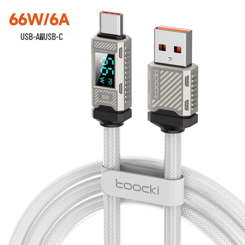 

Toocki 66W Zinc Alloy Fast Charging Cable with Cyber Digital Display, Compatible with Honor and Huawei. 1 Meter