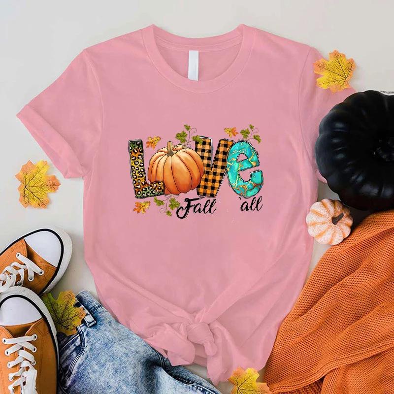 Funny Love Fall Y'All Letter Print T-Shirt Womans Casual Tops Summer Cool T Shirt Plus Size Tops Tees
