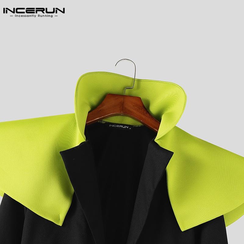 INCERUN Männer Nähte Stehkragen Langarm Gürtel Taille Cosplay Lange Tunika Mäntel