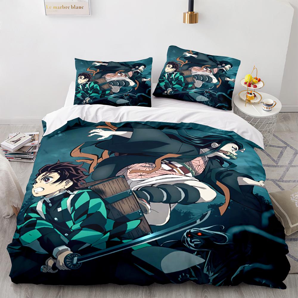 Comforter Kamado Tanjirou Bedding Set Single Twin Full Queen King Size Demon Slayer Bed Set Aldult Kid Bedroom S 3D Anime 33