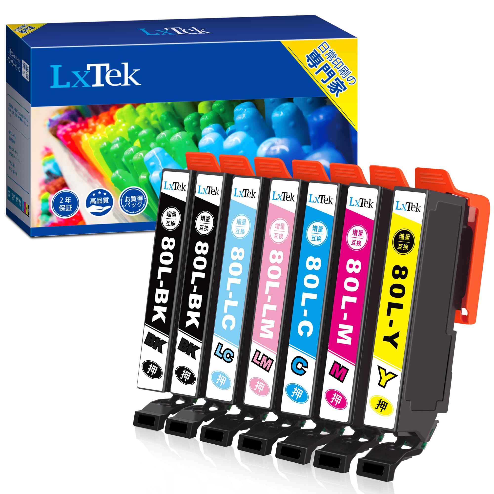 

LxTek IC6CL80L Compatible Ink Cartridge for Epson IC80L 80L Corn Ink 6 Color Set 1 Black Large Level Wrapped + (Total 7) Capacity/Instruction