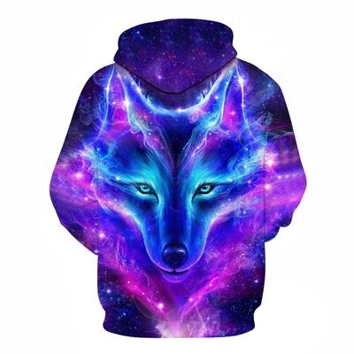 Gyvūnas Vilkas 3D Spausdinti Gobtuviniai Megztiniai Vyriški Mados Atsitiktiniai Per dideli Puloveriai Hip Hop Harajuku Gatvės Drabužiai Gobtuvai