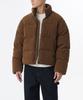 Corduroy Down Puffer Short Padded Jacket [Brown]