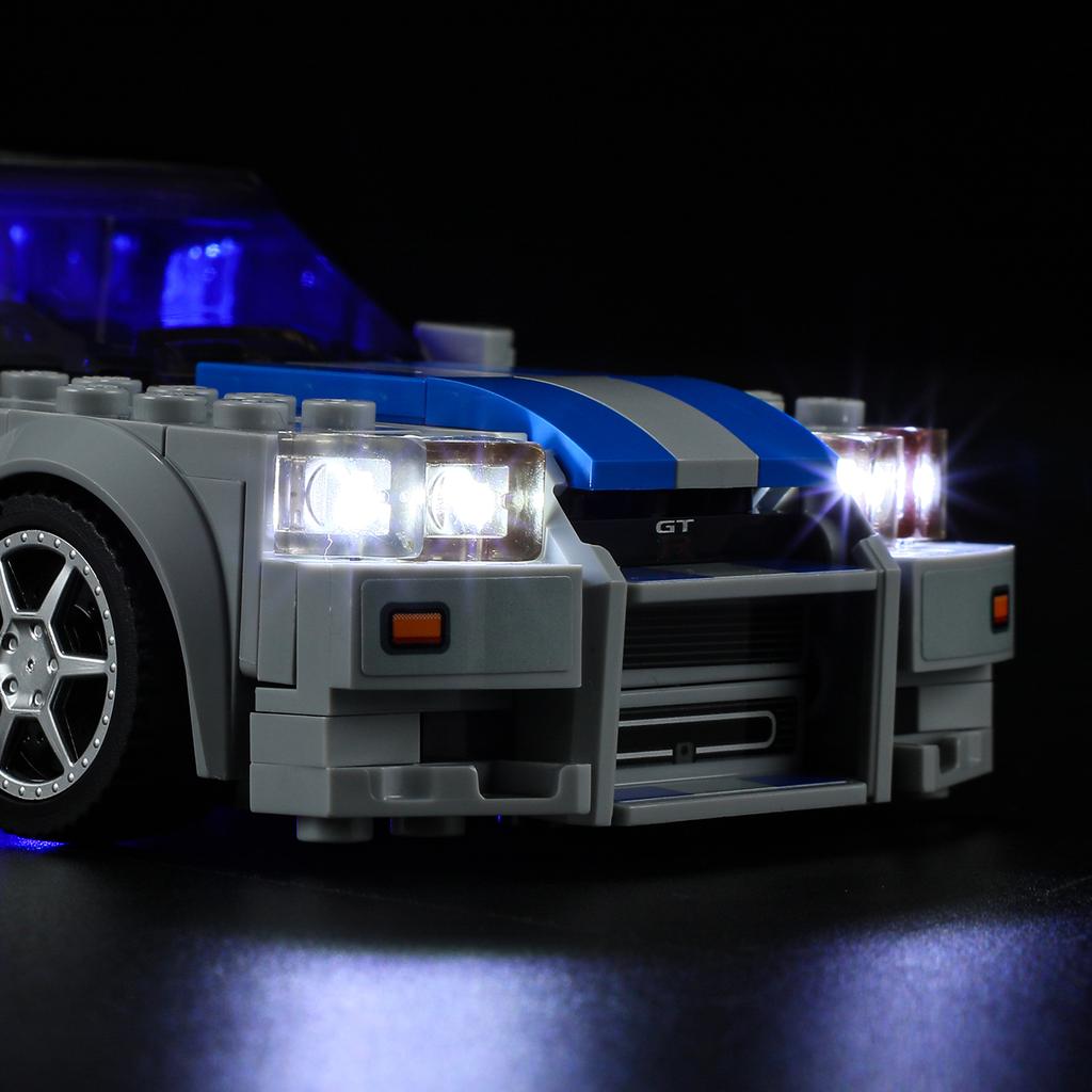 Gör-det-själv LED-belysningskit för LEGO Speed Champions 76917 2 Fast 2 Furious – Nissan Skyline GT-R (R34) Byggklossleksaker Justerbara Belysningstillbehör