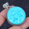 Cameo Moonface Gemstone Handmade 925 Sterling Silver Jewelry Pendant 2.09" y8S60