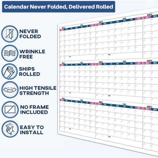 Extra Large Calendar Without Date Easy Planning Reusable Matte Whiteboard Wall Calendar Year-Round Planning Tool