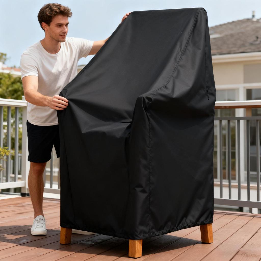 Chair Patio Furniture Covers Adjustable Foldable Large Outside Furniture Protection Deck Porch Chair Cover For Balcony Lawn