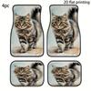 4pcs Car Floor Mats, Long-Haired Cat In Watercolor Design, Universal Fit For Front And Rear Seat Accessories, Material, Wear Res