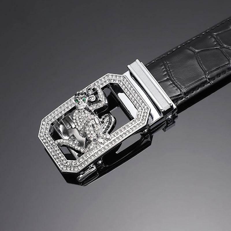 Cinto masculino de couro fivela automática primeira camada couro de vaca doze zodíaco botão cabeça crocodilo padrão cinto masculino