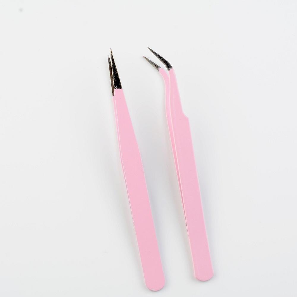 1Pc Stainless Steel Eyelash Extension Tweezers Curved Straight Lashes Tweezer Non-magnetic Eyelashes Nail Makeup Tools Wholesale