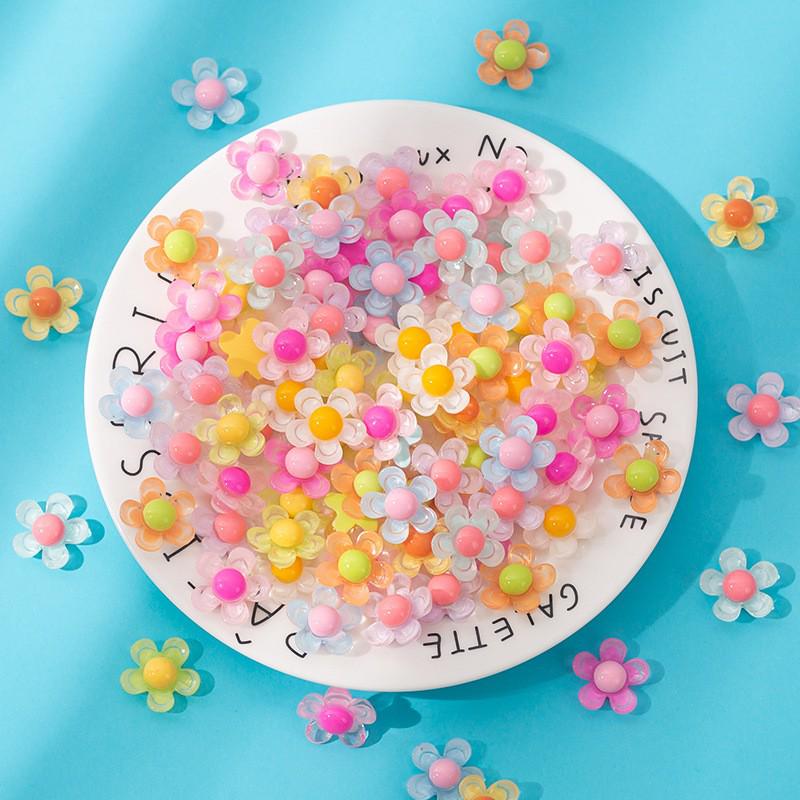 Estojo de Celular Brilhante com Flor de Resina de Cinco Pétalas e Acessórios de Cabelo DIY para Crianças