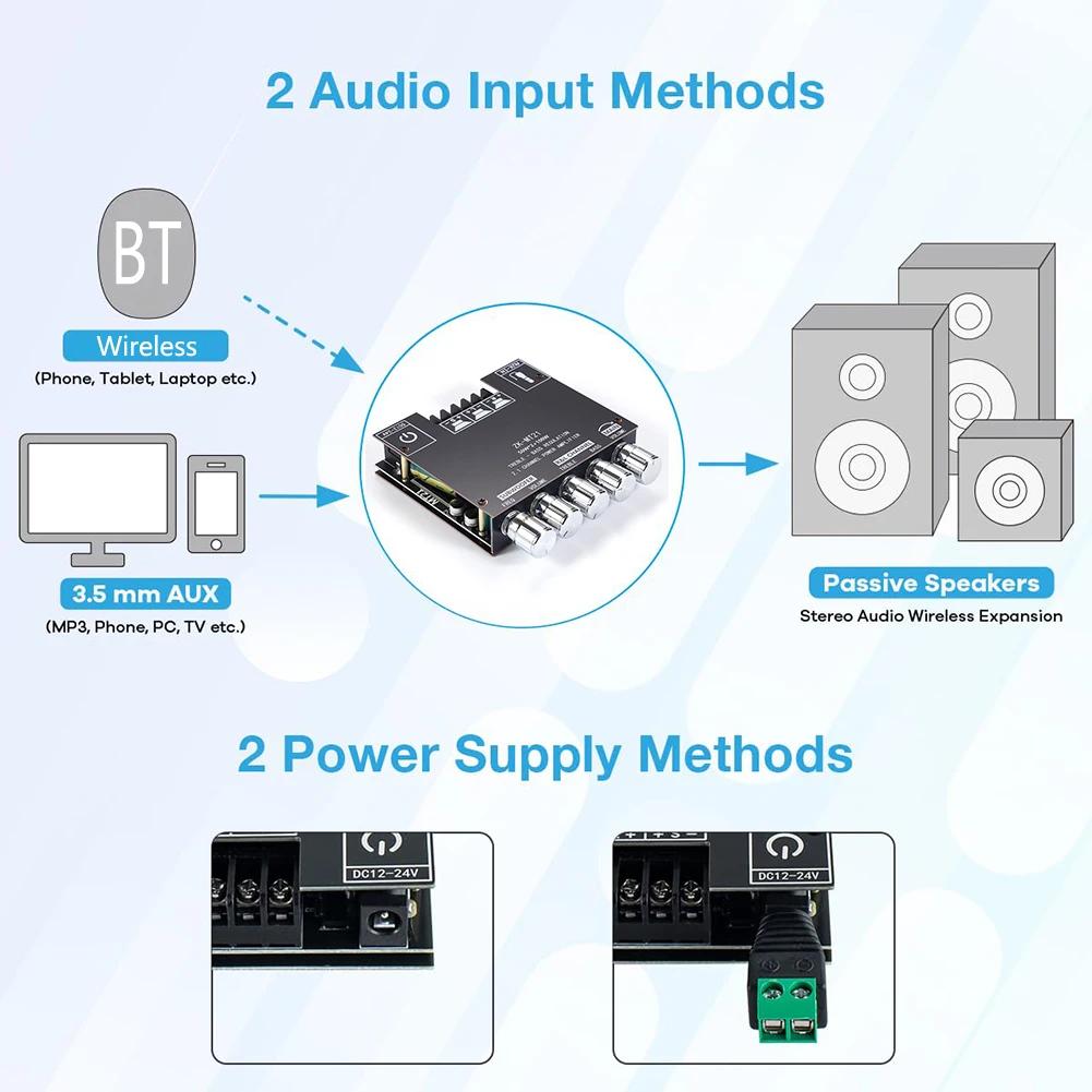 2.1 Channel Bluetooth 5.0 Audio Power Amplifier Board 50Wx2+100W Audio Power Amplifier Module Stereo Digital Audio Amp Board