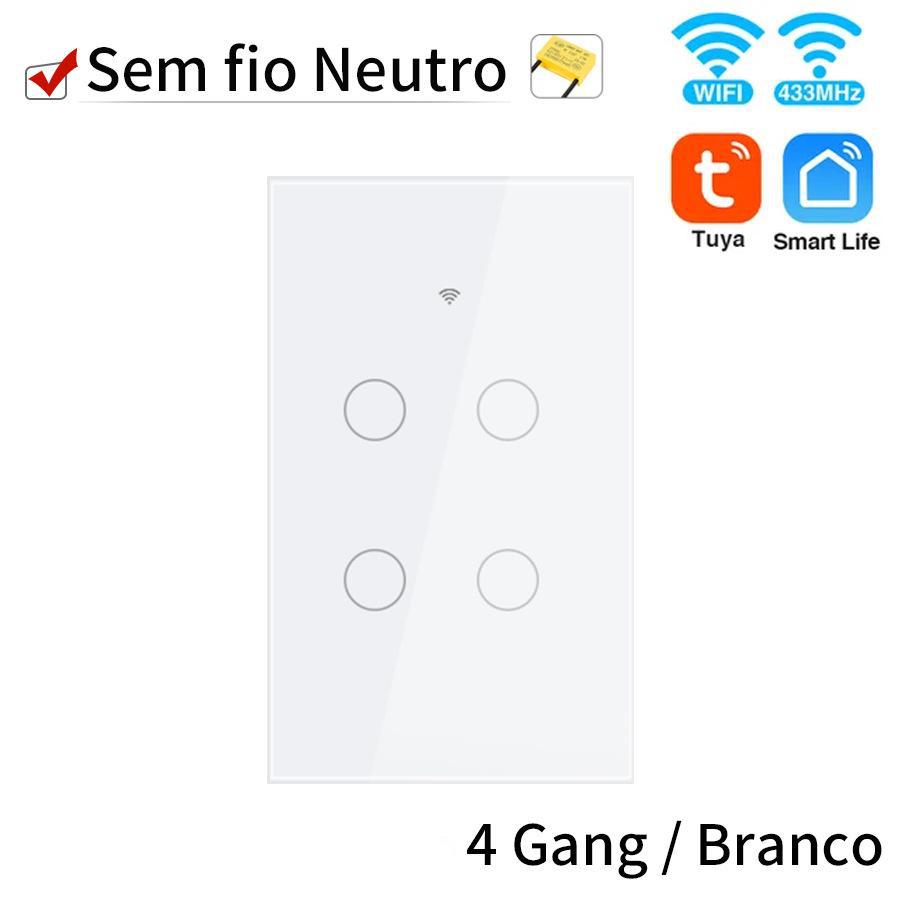 Tuya Smart US Standard WiFi Touch Switch, Single Live Wire, Tempered Glass, RF433.