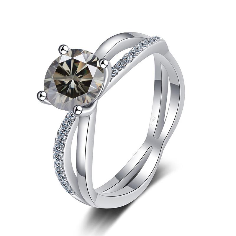 Bague Ringen S925 Sterling Silver Luxury Jewelry 1 Carat D Color Moissanite Diamond Ring For Wedding Four Claw Cross Hollow Rings