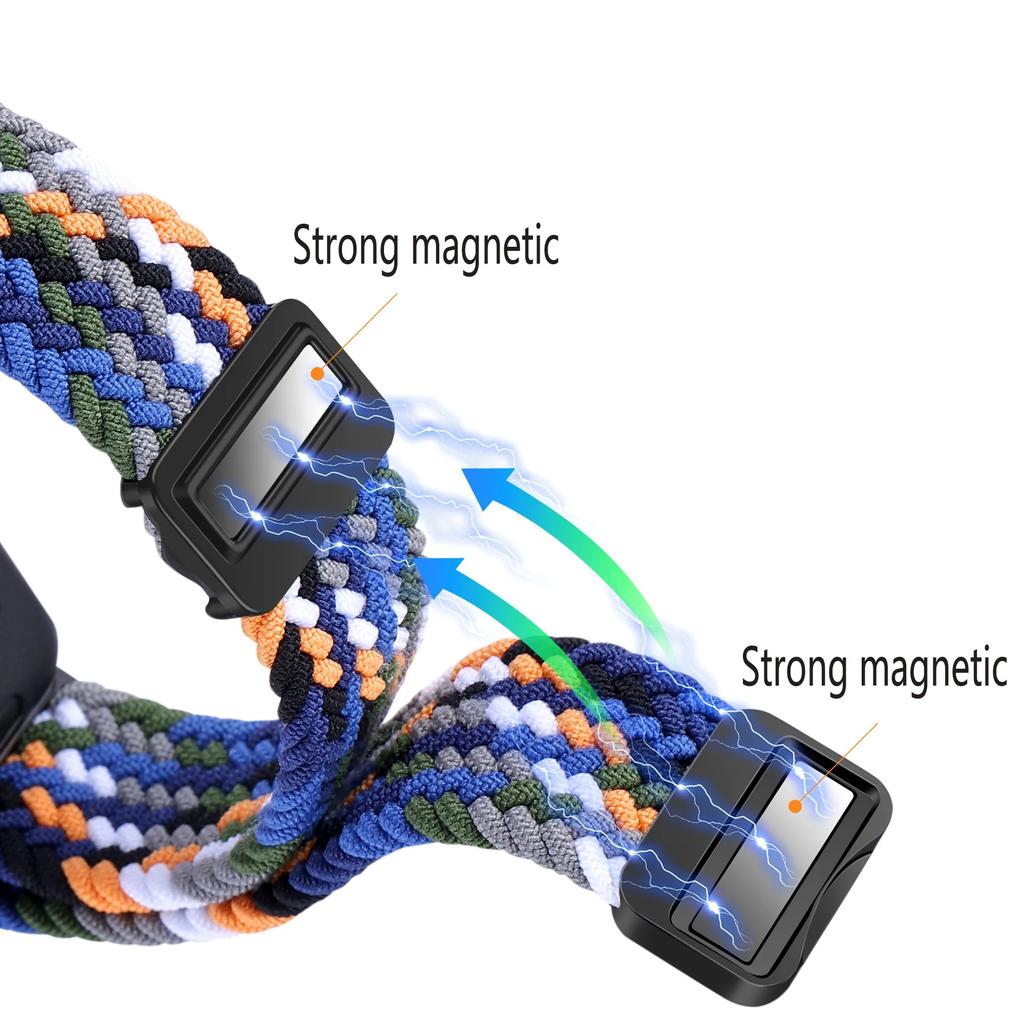 Magnetic Braided Loop Strap for Huawei Band 10 9 8 Accessories Adjustable Wristband Elastic Nylon Bracelet Huawei Band 9 Band 8
