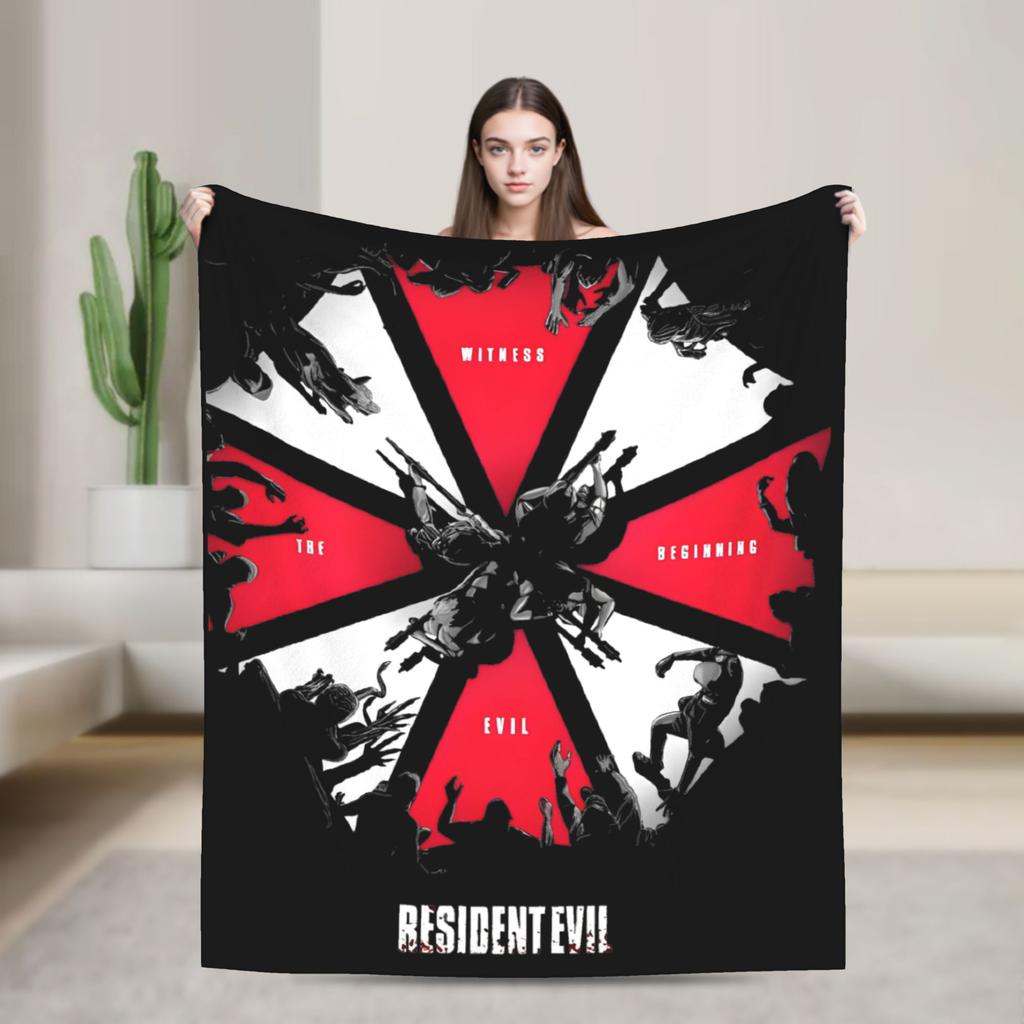 Leon Kennedy Resident 4 Remake Blankets Fleece Video Game Eviled Super Warm Throw Blankets for Bedroom Sofa Bed Rug