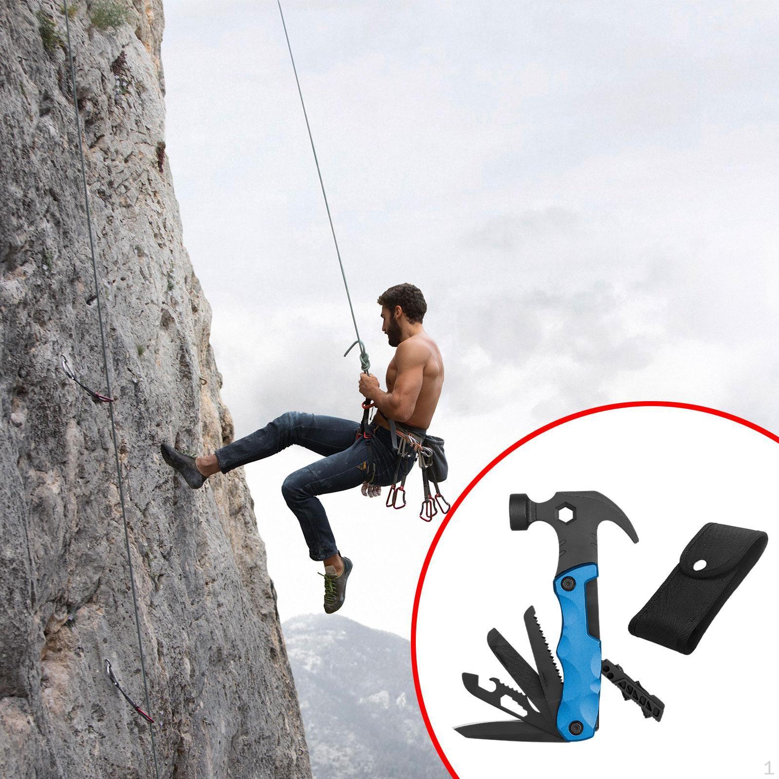 

Camping Claw Hammer Bottle Opener Sturdy Hand Tool for Climbing Yard Fishing Black синій