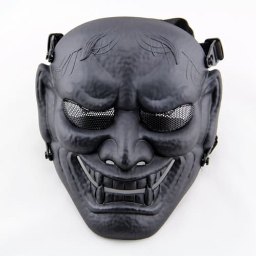 KENTO Shop: 14 Types of Survival Game Masks Available: Black, White, Gold, and Skull Designs (Hannya Black)