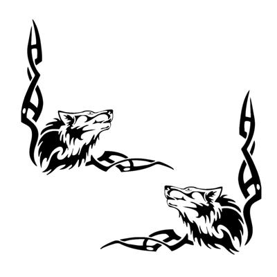 30496# 2 Stück Heulender Wolf-Aufkleber auf dem Auto, Vinyl-Aufkleber, wasserfest, Dekoration, Autoaufkleber