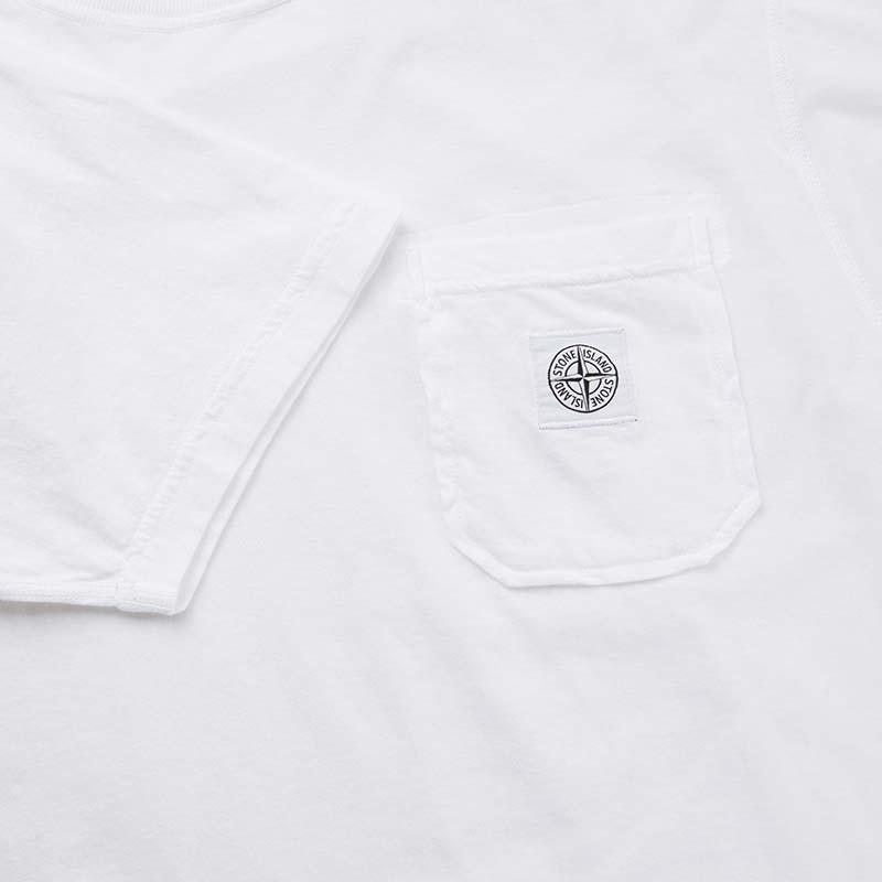 Stone Island Compass Pattern Pocket Short Sleeve T-Shirt Men Tops White MO741521957-V0001