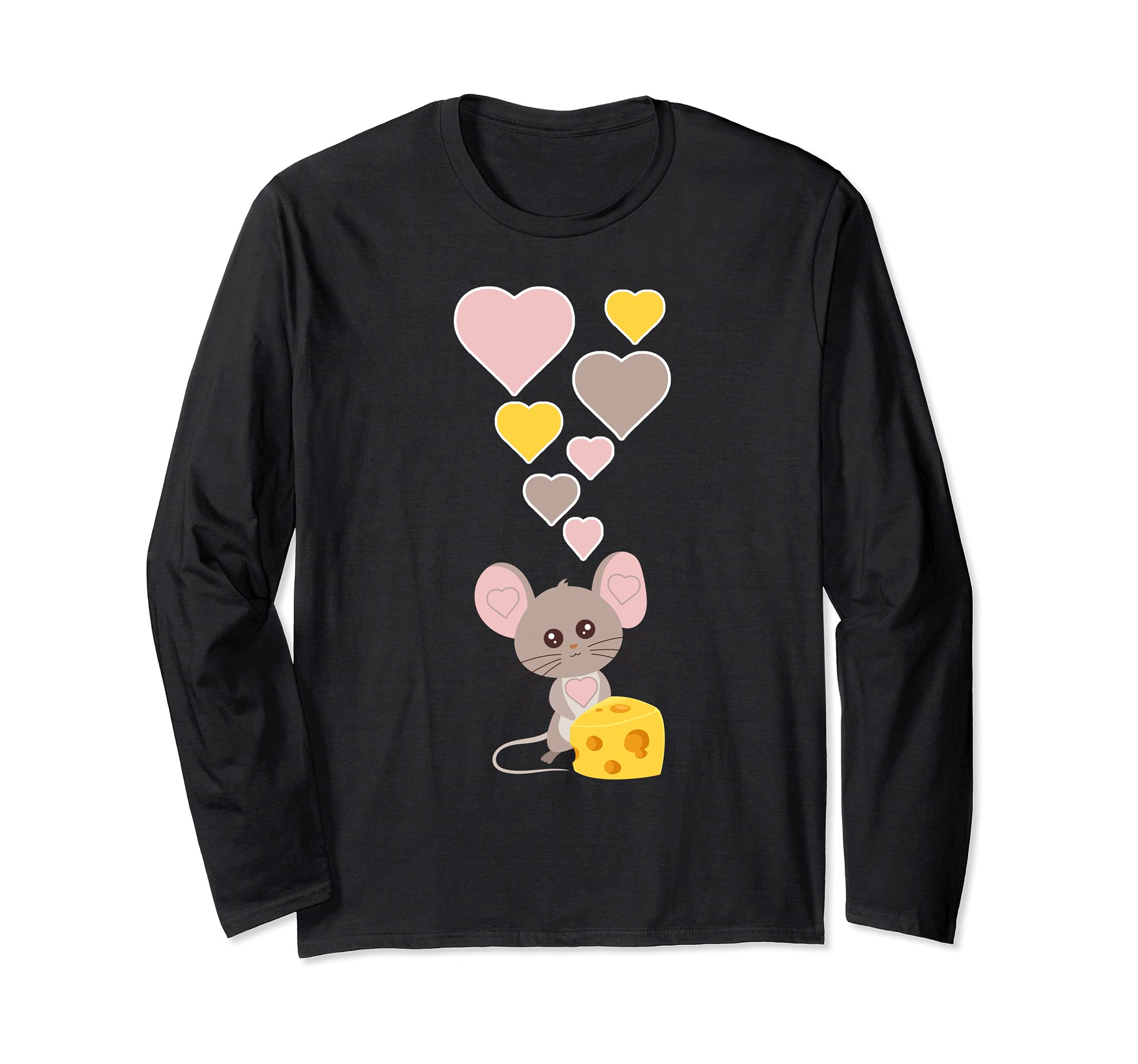 Cute Mouse With Hearts - Cute Mouse with Hearts Long-Sleeve T-Shirt