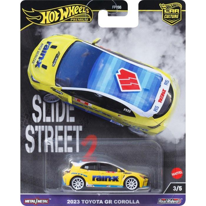 Hot Wheels Car Culture Slide Street 2023 Toyota GR Corolla Vehicle Toy 1/64 Scale - Yellow HKC82