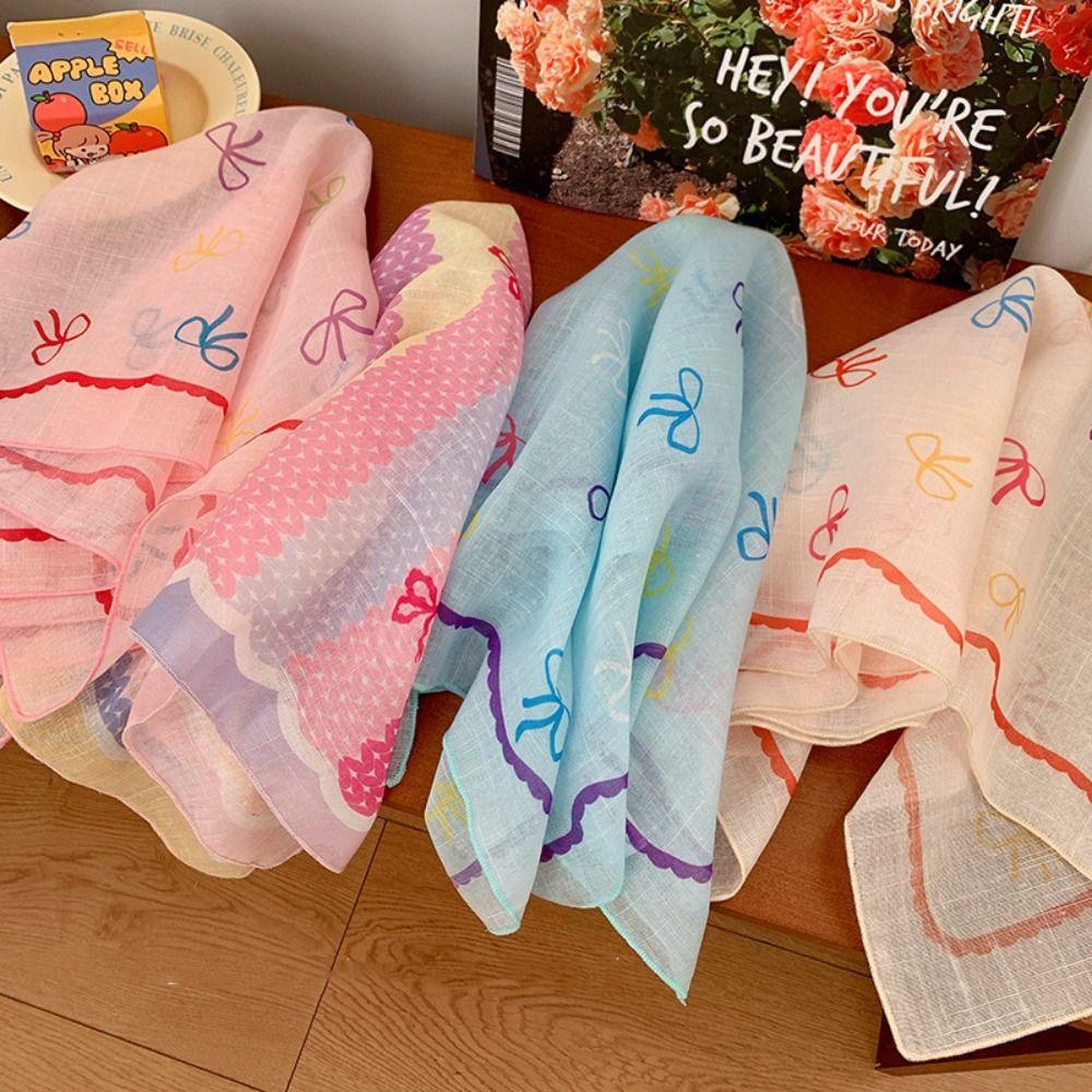 Thin Fresh Small Scarf Korean Triangular Hair Band Elegant Sweet Bowknot Turban  Summer