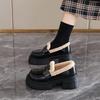 TUINANLE Winter New Plush Lined Loafers Women's Retro Chunky Platform Fluffy Leather Shoes Comfortable & Warm