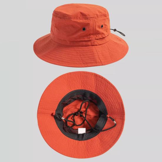 Bucket Hat Foldable Quick-Dry Breathable Mesh Fisherman Hat with Wide Brim Adjustable Windproof Rope Sun Protection Hat