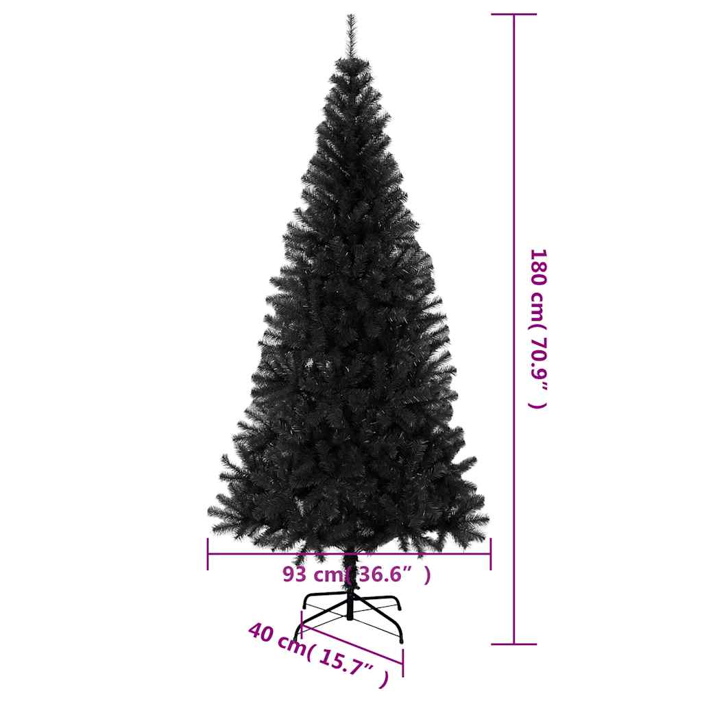 Artificial Black Christmas Tree with Stand 180 Cm PVC