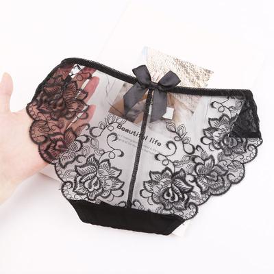 Women Transparent Panties Seamless Briefs  Sexy Embroidery Underwear Women K58