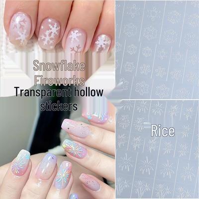Transparent Firework Snowflake Manicure Stickers - Non-Curling, Perfect Fit for Nail Design