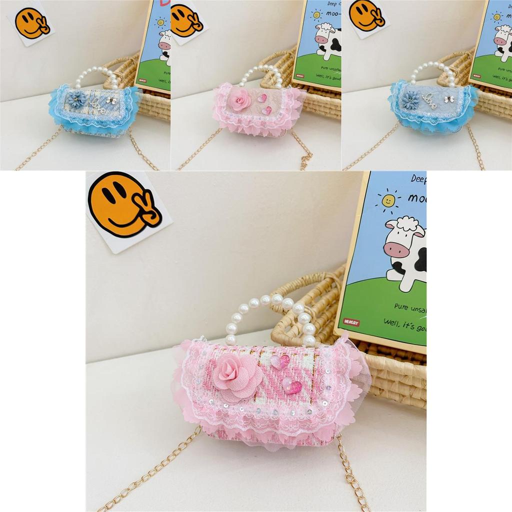 Floral Childrens Delightful Crossbody Bag With Shiny Sequins For Fashionable Toddlers