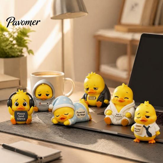 Yellow Duck Resin Ornament Emotional Support Figurine, Ornament, Handmade Animal Figure Cute Statue for Home Office Desk Decor Artistic Decoration